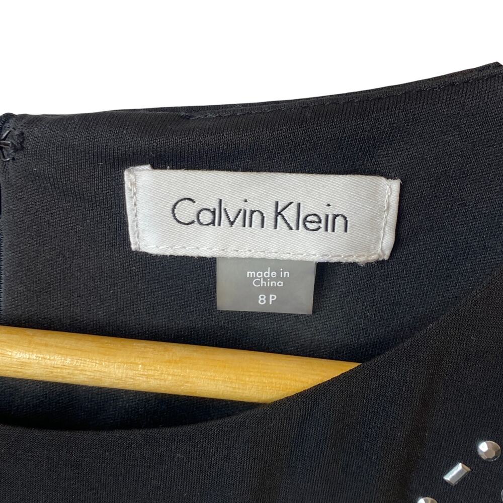 Calvin Klein Black Silver Studded Bodycon Mini Dress Women's 8 Petite 8P NEW - Picture 9 of 12